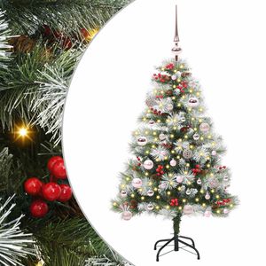 vidaXL Mű kar&aacute;csonyfa Z&ouml;ld &eacute;s feh&eacute;r 150 cm PVC &eacute;s F&eacute;m &eacute;s Műanyag