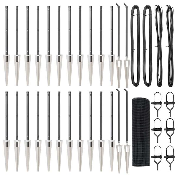 vidaXL Ker&iacute;t&eacute;soszlop Sz&uuml;rke 50 x 0,5 m (12 x 12 mm h&aacute;l&oacute;) Ac&eacute;l &eacute;s PVC