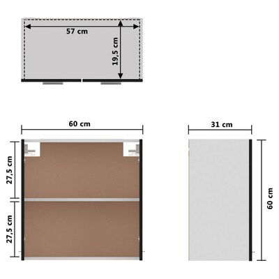 vidaXL fekete forgácslap függő szekrény 60 x 31 x 60 cm