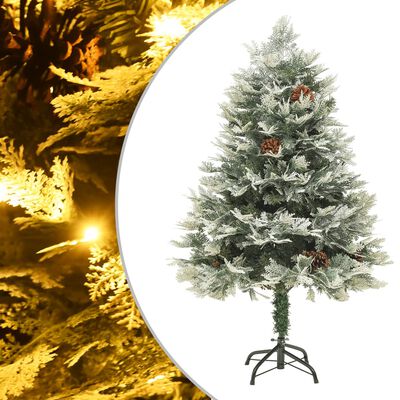 vidaXL zöld PVC és PE megvilágított karácsonyfa fenyőtobozzal 150 cm