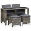 vidaXL 5-r&eacute;szes sz&uuml;rke k&uuml;lt&eacute;ri polyrattan &eacute;tkezőszett p&aacute;rn&aacute;kkal
