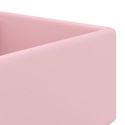 vidaXL négyszög alakú matt rózsaszín kerámia mosdókagyló túlfolyóval 41 x 41 cm