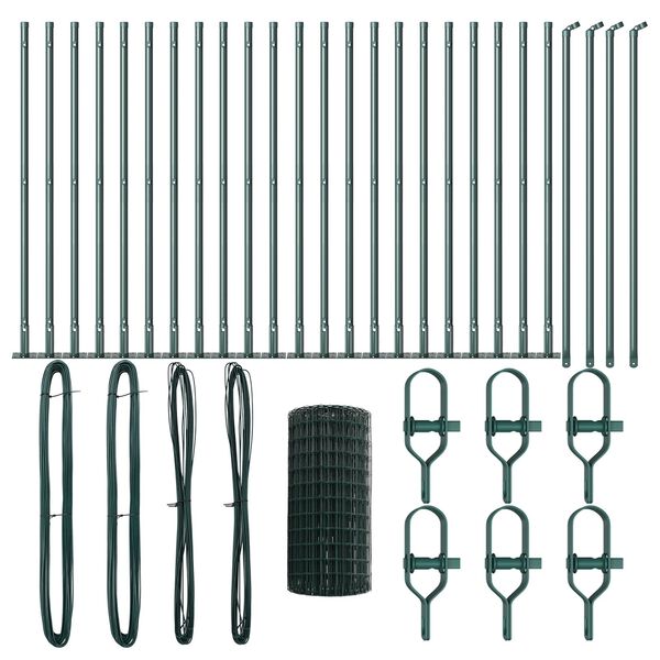 vidaXL Ker&iacute;t&eacute;s oszlopokkal Z&ouml;ld 0,4 x 50 m Ac&eacute;l &eacute;s PVC