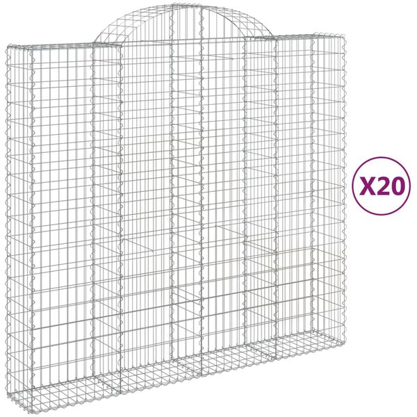 vidaXL 20 db &iacute;ves horganyzott vas gabion kos&aacute;r 200x50x180/200 cm