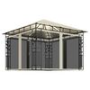 vidaXL kr&eacute;msz&iacute;nű pavilon sz&uacute;nyogh&aacute;l&oacute;val/LED f&eacute;nyf&uuml;z&eacute;rrel 3x3x2,73 m