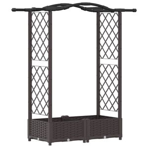 vidaXL Magas&iacute;tott &Aacute;gy Trellis-szel &eacute;s Tetővel Barna 124 x 40 x 125 cm