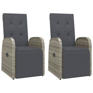 vidaXL 2 db sz&uuml;rke polyrattan d&ouml;nthető kerti sz&eacute;k p&aacute;rn&aacute;kkal