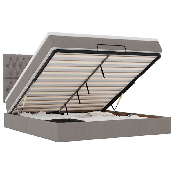 vidaXL oszm&aacute;n &aacute;gykeret matraccal Taupe 180x200cm sz&ouml;vet