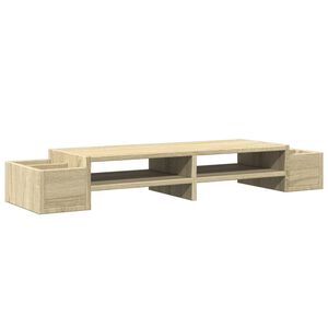 vidaXL sonoma t&ouml;lgy szerelt fa monitor&aacute;llv&aacute;ny t&aacute;rol&oacute;val 100x27x15 cm