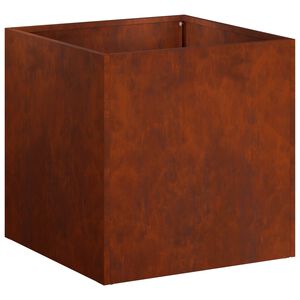 vidaXL Kerti cser&eacute;p Rozsd&aacute;s 45 x 45 x 45 cm Időj&aacute;r&aacute;s&aacute;ll&oacute; Ac&eacute;l