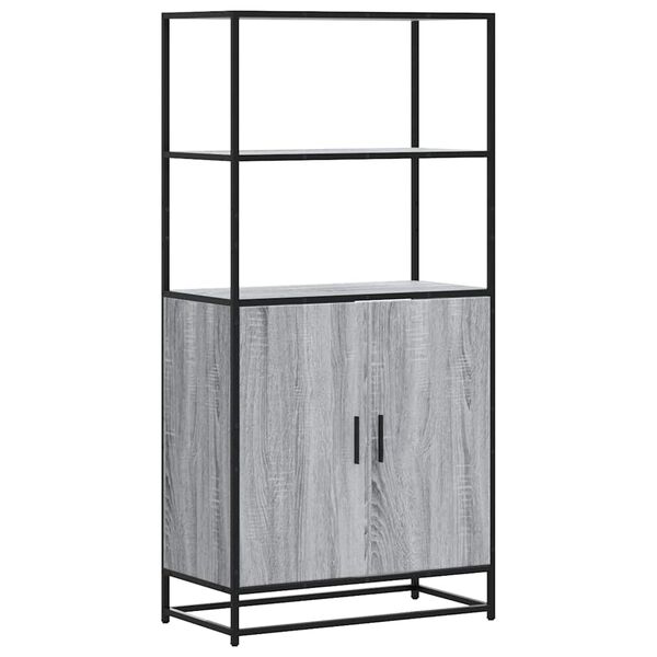 vidaXL Highboard szürke sonoma 68x35x139 cm gépelt fa és fém