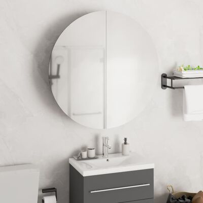 vidaXL fehér fürdőszobai szekrény kerek tükörrel/LED-del 54x54x17,5 cm