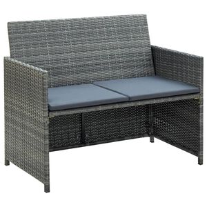 vidaXL sz&uuml;rke k&eacute;tszem&eacute;lyes polyrattan kerti kanap&eacute; p&aacute;rn&aacute;kkal