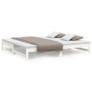 vidaXL feh&eacute;r t&ouml;m&ouml;r fenyőfa kih&uacute;zhat&oacute; kanap&eacute;&aacute;gy 2x(100x200) cm