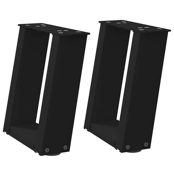 vidaXL 2 db U alak&uacute; fekete ac&eacute;l doh&aacute;nyz&oacute;asztal l&aacute;b 30x(30-31) cm