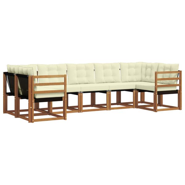 vidaXL K&uuml;lt&eacute;ri kanap&eacute; szett p&aacute;rn&aacute;val 7 pcs Term&eacute;szetes &eacute;s fekete