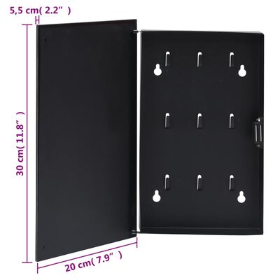 vidaXL fekete kulcsszekrény mágneses lappal 30 x 20 x 5,5 cm
