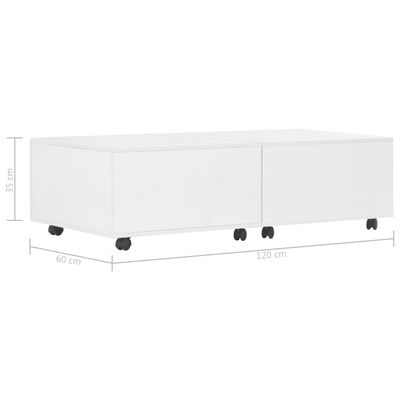 vidaXL magasfényű fehér dohányzóasztal 120 x 60 x 35 cm