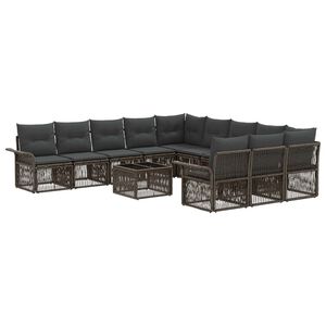 vidaXL Kerti Kanap&eacute; Szett 12 pcs Sz&uuml;rke polirattan