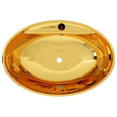 vidaXL aranyszínű kerámia mosdókagyló túlfolyóval 40 x 33 x 13,5 cm