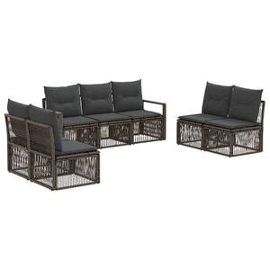 vidaXL Kerti Kanap&eacute; Szett 7 pcs Sz&uuml;rke polirattan