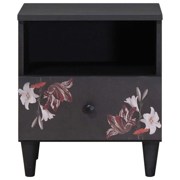 vidaXL &Eacute;jjeli asztal fi&oacute;kkal Barna 40 x 33 x 46 cm T&ouml;m&ouml;r Mang&oacute;f&aacute;t