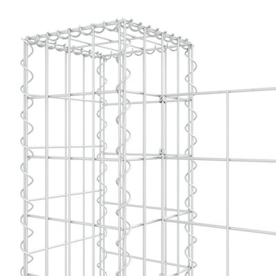vidaXL U-alakú vas gabionkosár 2 oszloppal 40 x 20 x 100 cm