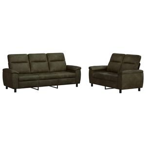 vidaXL Kanap&eacute; Szett 2 pcs Katonai z&ouml;ld Műsuede Bőr