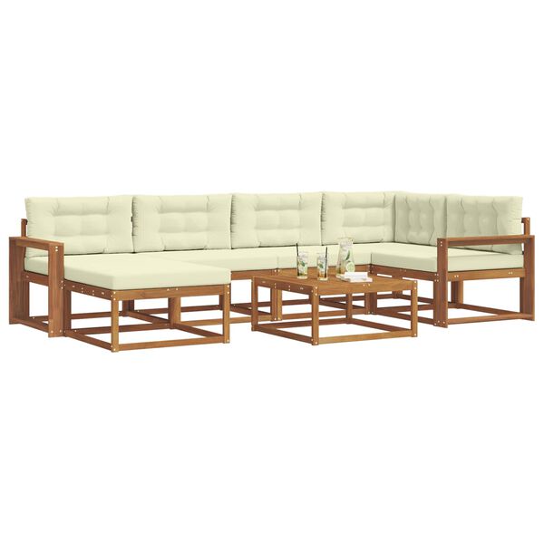 vidaXL K&uuml;lt&eacute;ri kanap&eacute; szett p&aacute;rn&aacute;val 7 pcs Term&eacute;szetes &eacute;s kr&eacute;msz&iacute;nű