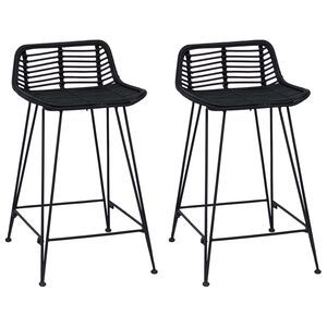 vidaXL B&aacute;rsz&eacute;k 2 db Fekete 44 x 45 x 76 cm Rattan &eacute;s ac&eacute;l