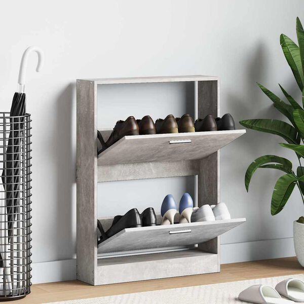 vidaXL betonsz&uuml;rke szerelt fa cipőszekr&eacute;ny 59 x 17 x 81 cm