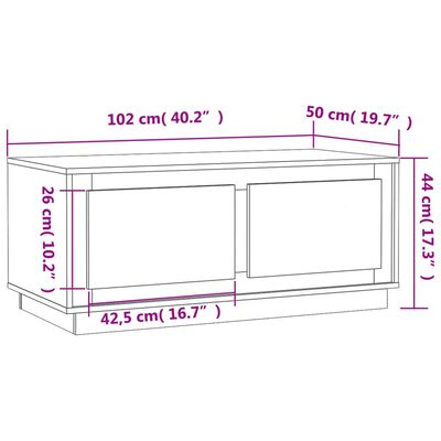 vidaXL fehér szerelt fa dohányzóasztal 102x50x44 cm