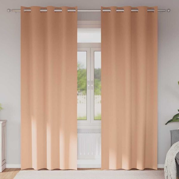 vidaXL Fekete F&uuml;gg&ouml;ny Gyűrűkkel 2 pcs Vil&aacute;gos Barna 260 x 140 cm