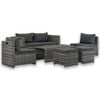 vidaXL 6-r&eacute;szes sz&uuml;rke polyrattan kerti b&uacute;torszett p&aacute;rn&aacute;kkal