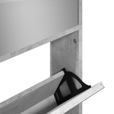 vidaXL betonszürke 4 szintes cipőszekrény tükörrel 63 x 17 x 134 cm