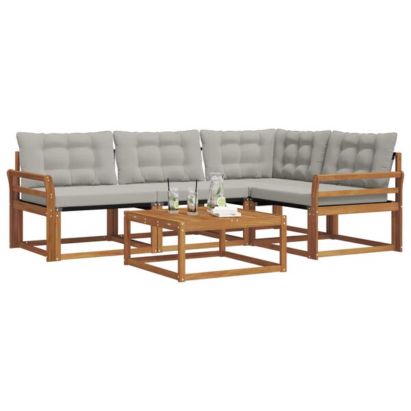 vidaXL K&uuml;lt&eacute;ri kanap&eacute; szett 5 pcs Term&eacute;szetes &eacute;s Vil&aacute;gossz&uuml;rke