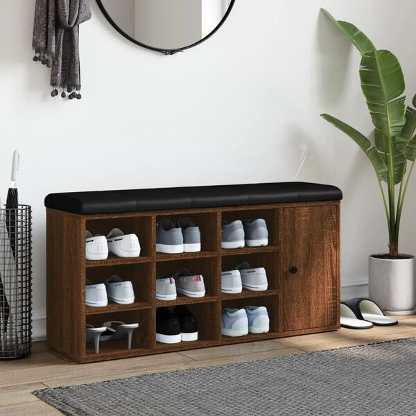 vidaXL barna t&ouml;lgy sz&iacute;nű szerelt fa cipőt&aacute;rol&oacute; pad 102 x 32 x 50 cm