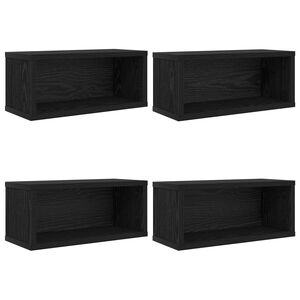 vidaXL CD t&aacute;rol&oacute; &aacute;llv&aacute;ny 4 db Fekete T&ouml;lgy 40 x 17 x 17 cm Szerelt Fa