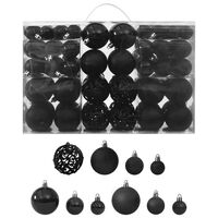 vidaXL 100 darabos fekete karácsonyi gömbkészlet
