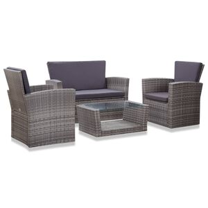 vidaXL 4-r&eacute;szes sz&uuml;rke polyrattan kerti b&uacute;torszett p&aacute;rn&aacute;kkal