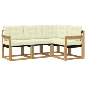 vidaXL K&uuml;lt&eacute;ri kanap&eacute; szett p&aacute;rn&aacute;val 4 pcs Feh&eacute;r &eacute;s Kr&eacute;m sz&iacute;nű