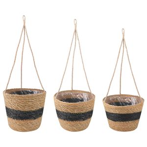 vidaXL 3 db Term&eacute;szetes &eacute;s Fekete &Oslash;26 x 19 cm 100% Tengeri fű