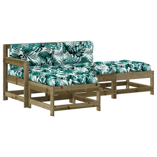 vidaXL 4 r&eacute;szes impregn&aacute;lt fenyőfa kerti &uuml;lőgarnit&uacute;ra p&aacute;rn&aacute;val