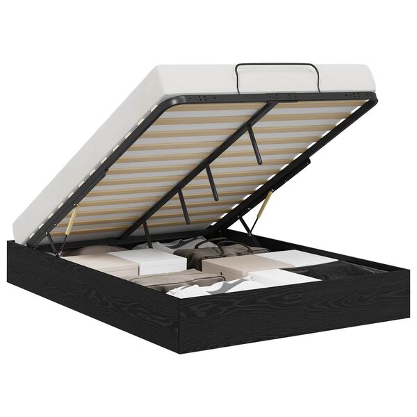 vidaXL Ottom&aacute;n &Aacute;gykeret Fekete T&ouml;lgy 203 x 140 x 25 cm M&eacute;rn&ouml;ki fa