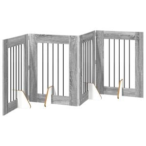 vidaXL &Ouml;sszecsukhat&oacute; kutyaker&iacute;t&eacute;s &aacute;llv&aacute;nyokkal 4 pcs Sz&uuml;rke Sonoma