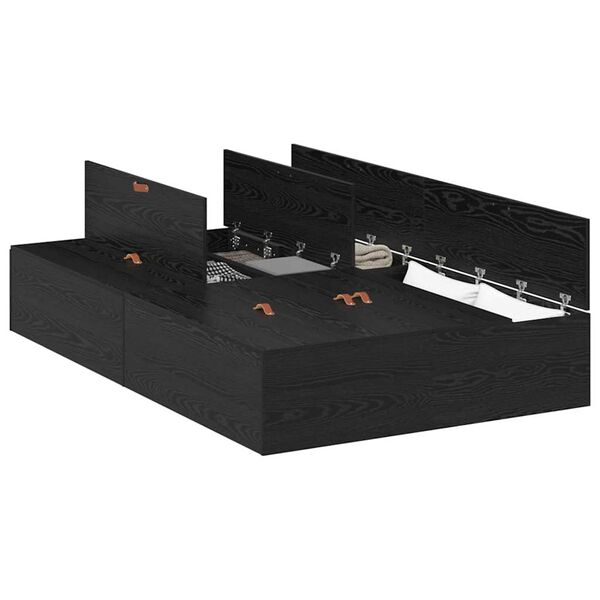 vidaXL Ágykeret tárolóval tárolóval Fekete tölgy 120 x 200 cm Faanyag