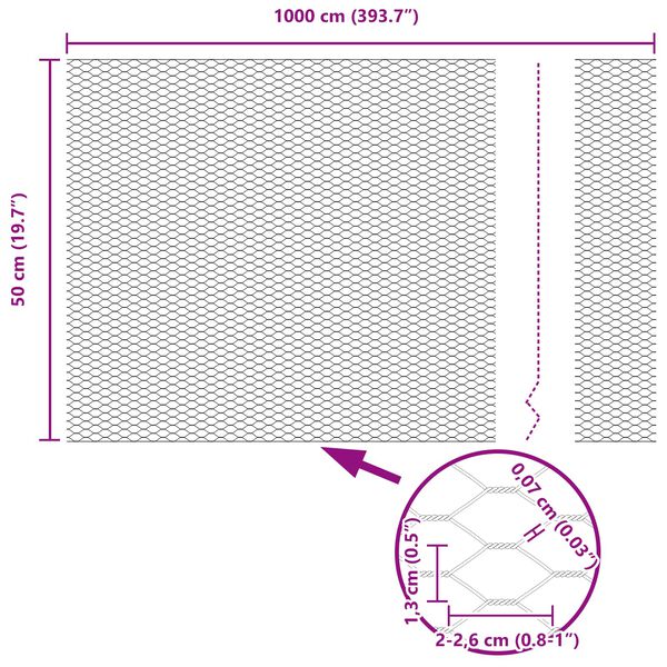 vidaXL Hexagon kerítés Zöld 0.5 x 10 m Acél