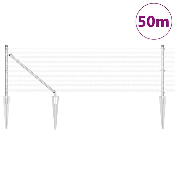 vidaXL Ker&iacute;t&eacute;soszlop Ez&uuml;st 50 x 0,8 m (16 x 16 mm h&aacute;l&oacute;) Ac&eacute;l