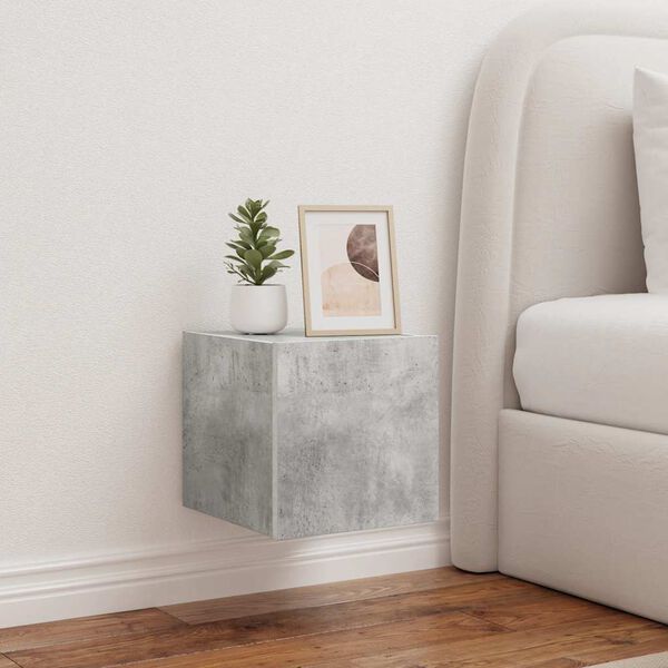 vidaXL betonsz&uuml;rke falra szerelhető TV-szekr&eacute;ny LED-del 30,5x35x30 cm