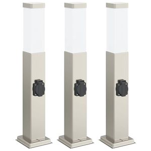 vidaXL 3 db 50 cm rozsdamentes ac&eacute;l oszlopl&aacute;mpa konnektorral IP44